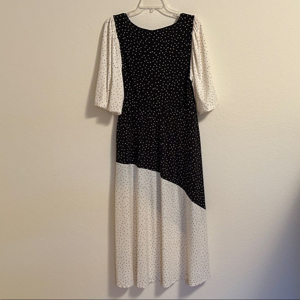 Torrid Black and White Asymmetrical Polka Dot Dress - Picture 4 of 4